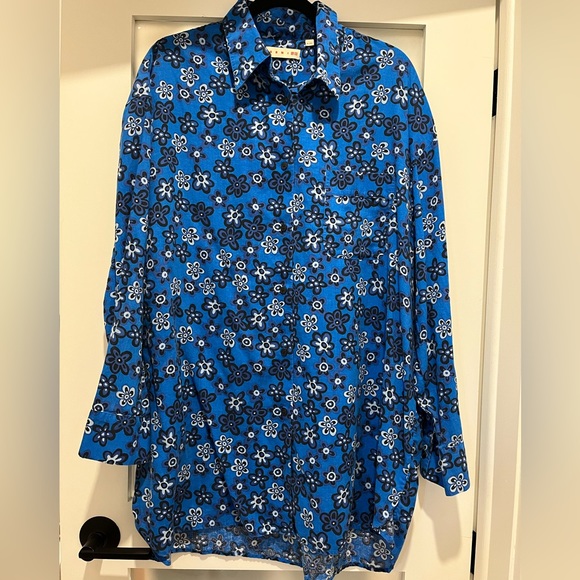 Uniqlo x Marni women’s XL Oversized Long Sleeve Floral Print Button Up Shirt - Picture 3 of 10